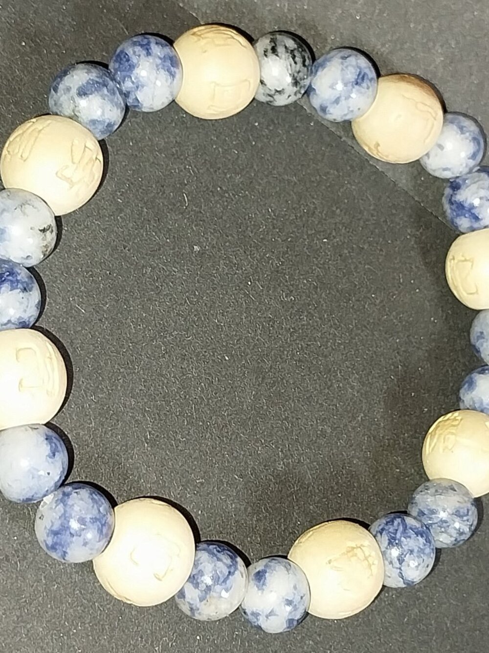 Zorbitz Karmalogy Lucky Bead Bracelet Nirvana Blue Sodalite Peace & Joy Stretch